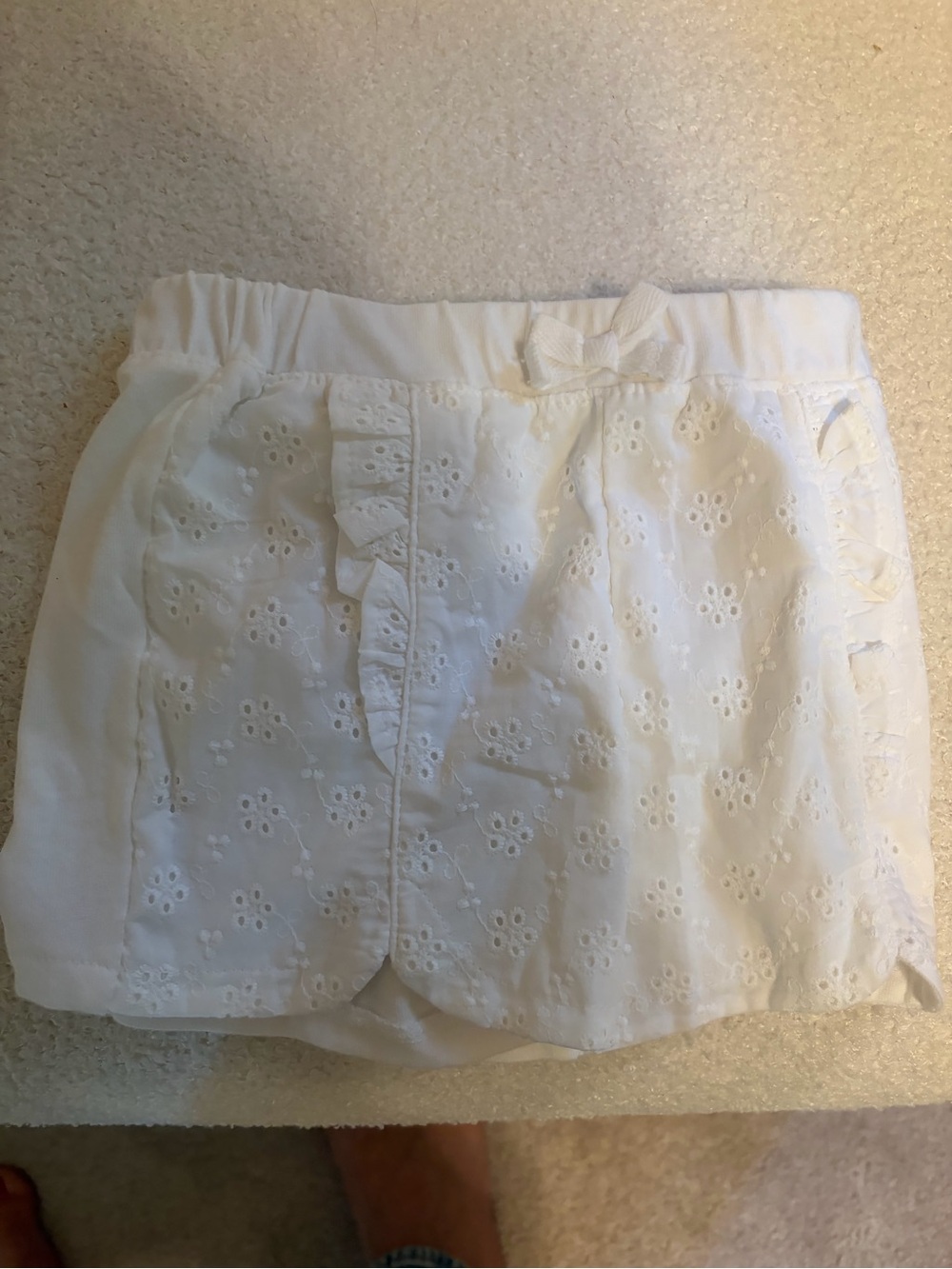 First Impressions White Eyelet Skort with Front Bow